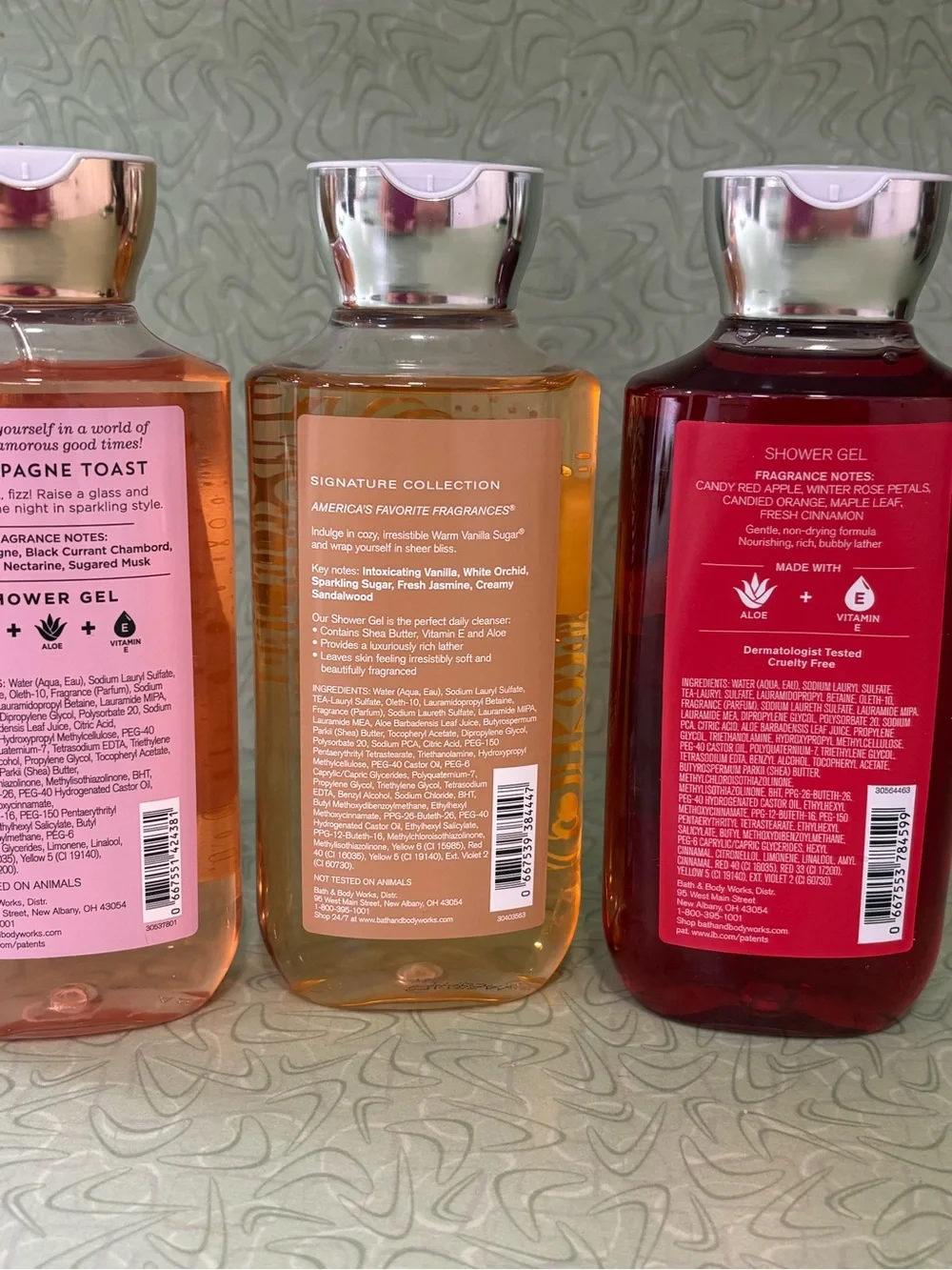 BBW Shower Gel 3 Pack Warm Vanilla Winter Candy Apple Together Weather